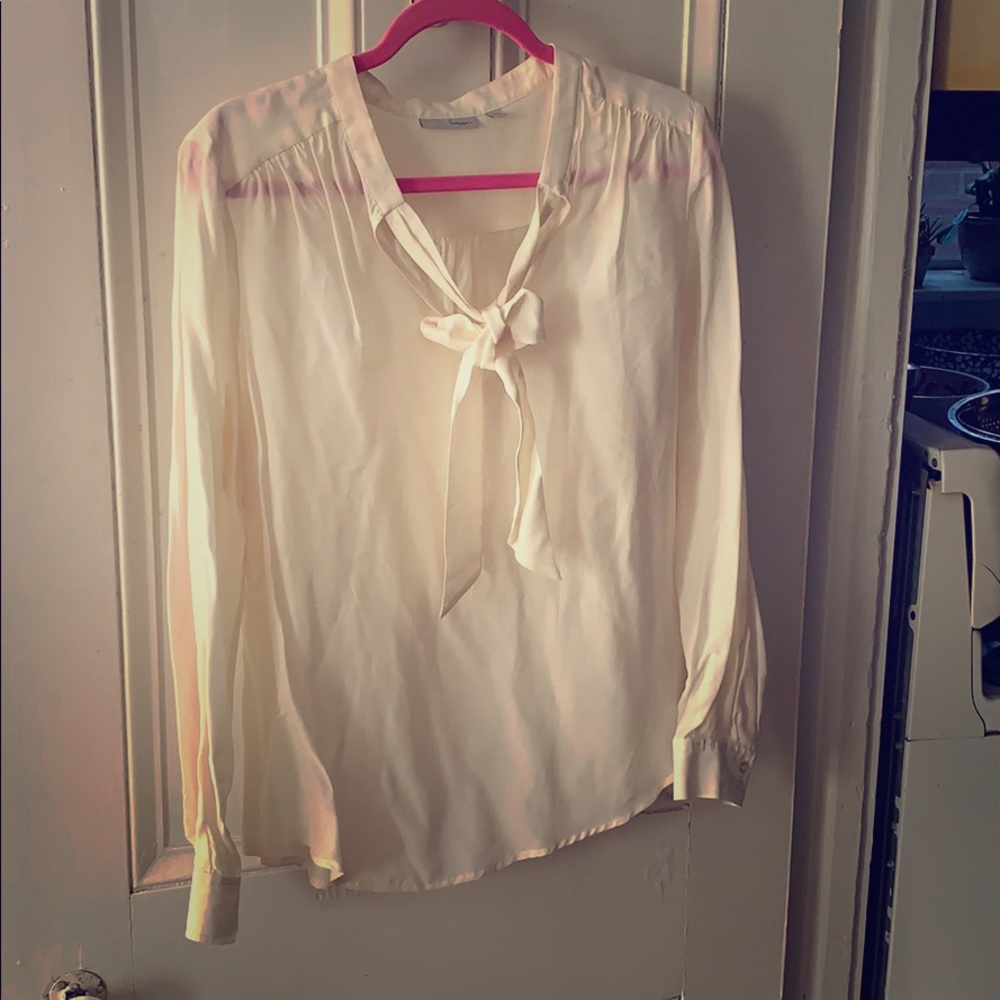 Off white Halogen silk tie-front blouse